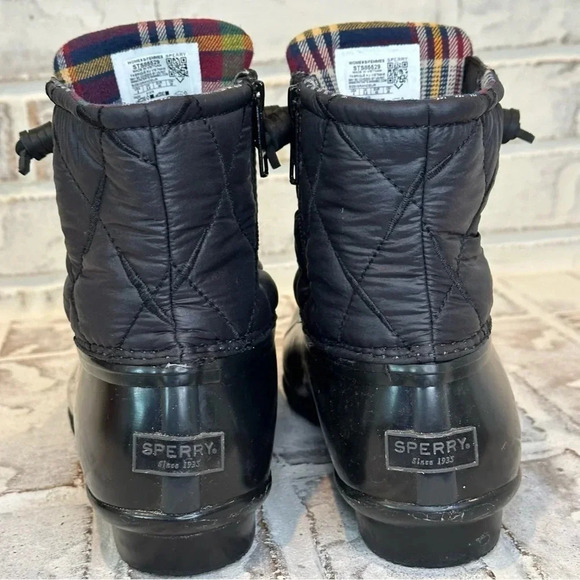 Sperry Women's Saltwater Nylon Quilt Rain Boot Black Size 9 - Picture 8 of 12